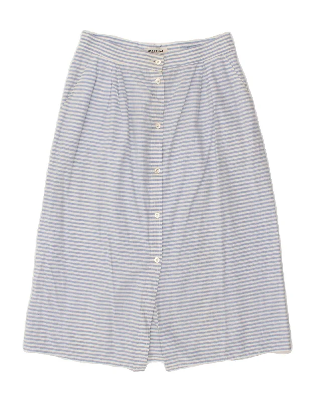 MARELLA Womens A-Line Skirt UK 14 Medium W28  Blue Striped leather skirt durable