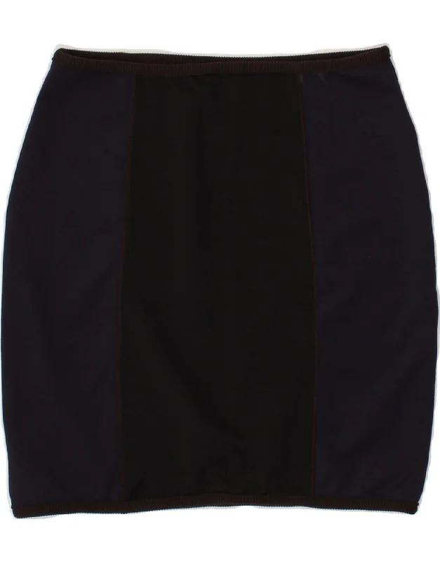 MARITHE FRANCOIS GIRBAUD Womens Pencil Skirt IT 44 Medium W26  Navy Blue tiered skirt playful