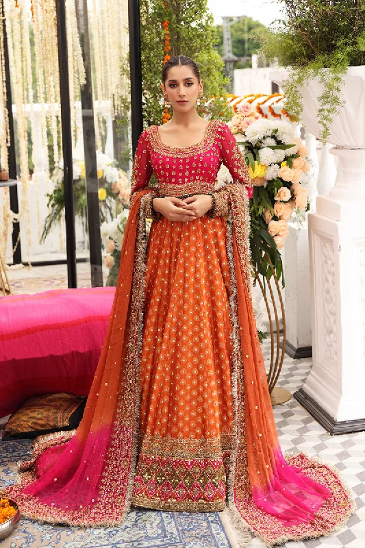 Orange Lehenga Skirt With Choli Pakistani Mehndi Wear elastic waist skirt