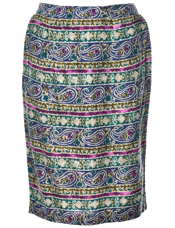 Paisley Print Skirt - M pencil skirt chic