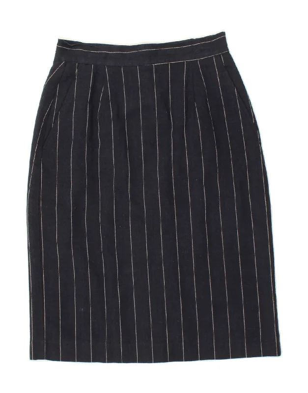 PART TWO Womens High Waist Pencil Skirt US 10 Large W28 Navy Blue Striped linen skirt airy