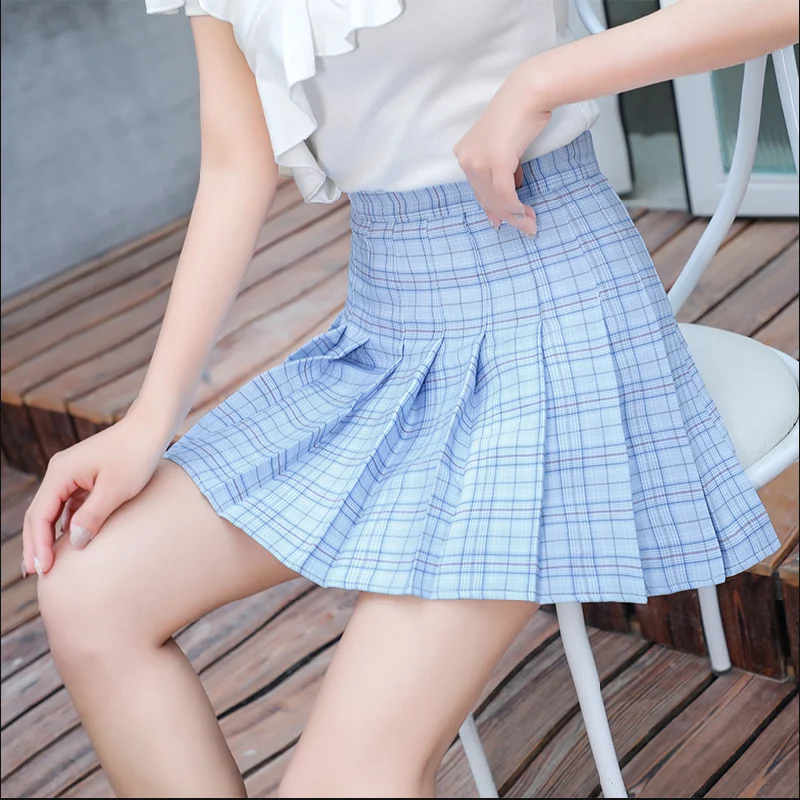 Plaid pleated skirt PL50510 silk skirt sleek