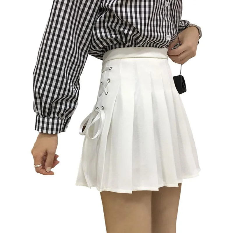 Pleated Skirt School Girl Plaid A-Line Flare Skater Short Skirt Uniforms Cosplay Sweet Girls Women High Waist cashmere skirt plush