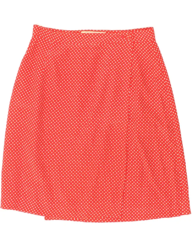 PRISMA Womens Wrap Skirt IT 44 Medium W28 Red Polka Dot Silk leather skirt sleek