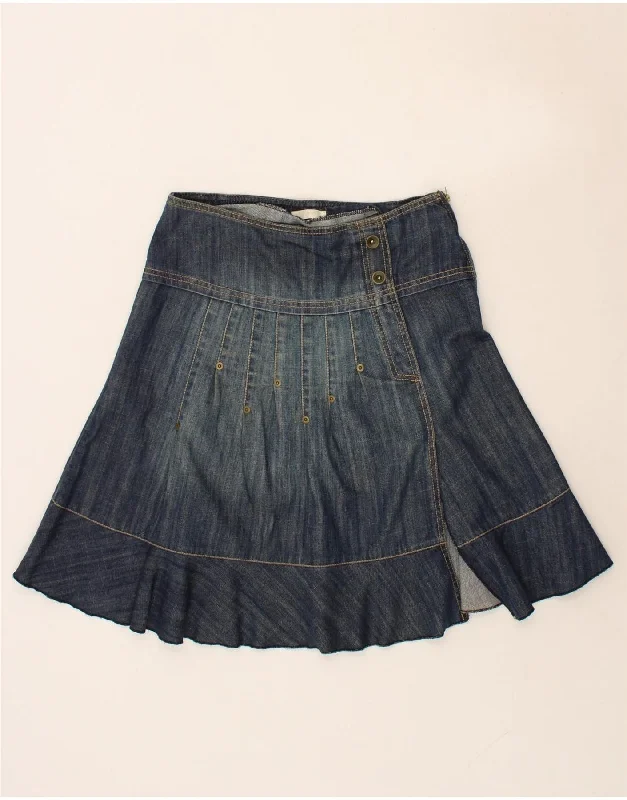 PROMOD Womens Denim Skirt UK 10 Small W28  Blue Cotton linen skirt relaxed