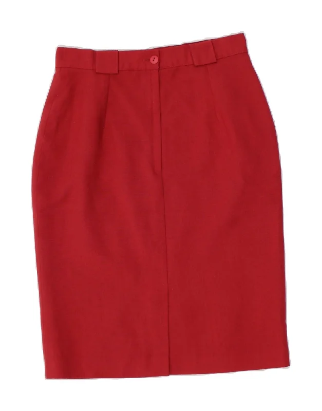 ST. BERNARD Womens Pencil Skirt UK 14 Medium W28 Red Polyester silk skirt sleek