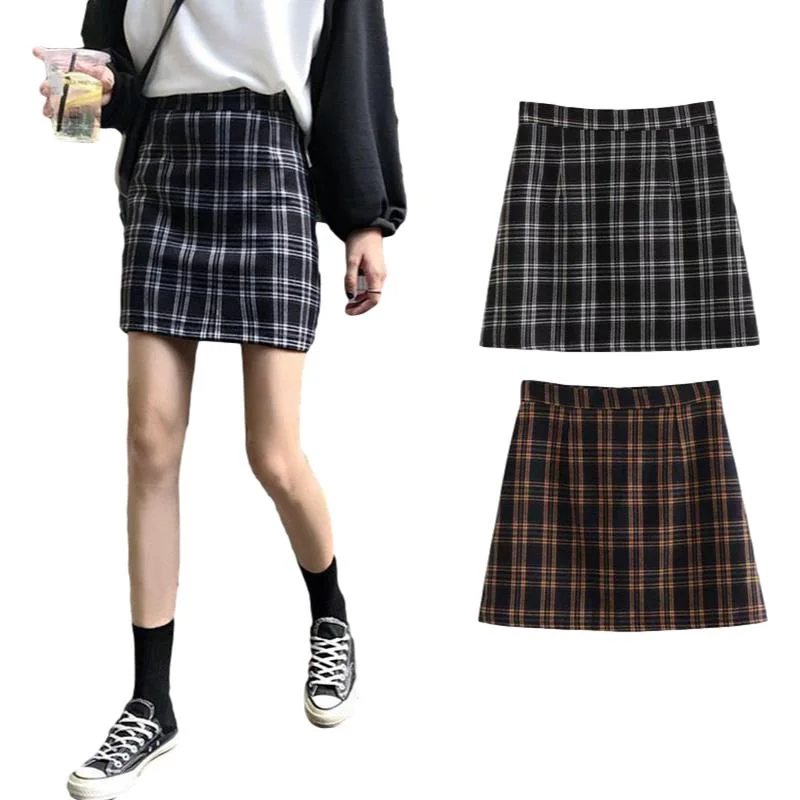 Sweet Girls  Pleated Skirt  High Waist Plaid A-Line Flare Skater Short Skirt Uniforms Cosplay School velvet skirt luxurious