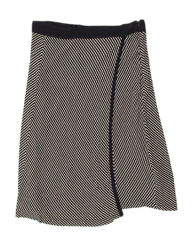 TOMMY HILFIGER Womens A-Line Skirt XS W28  Navy Blue Striped silk skirt lustrous