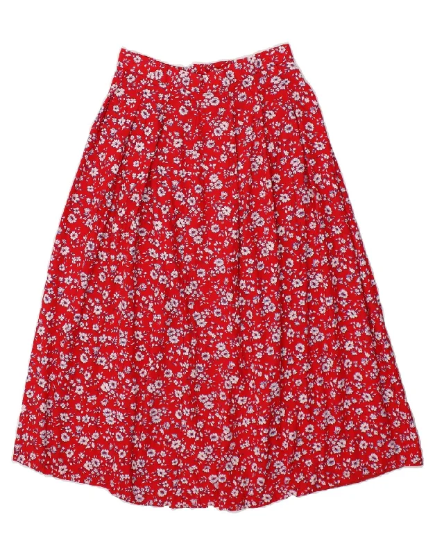 VINTAGE Womens A-Line Skirt W26 Small Red Floral cashmere skirt fine