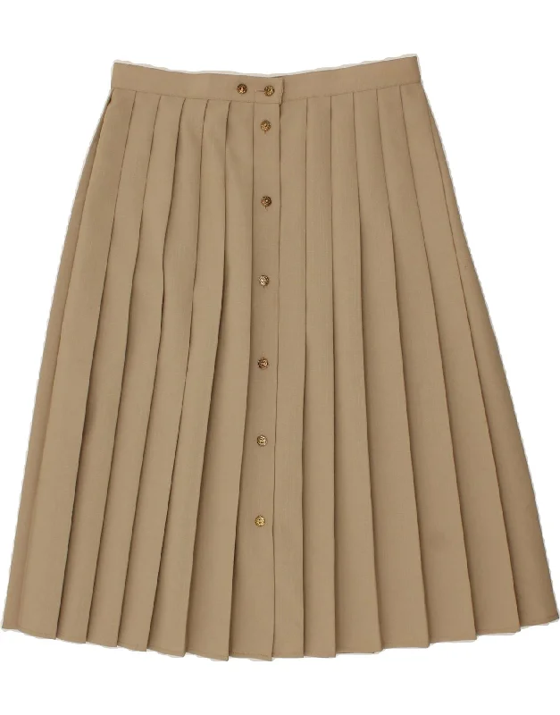 VINTAGE Womens Knife Pleated Skirt UK 18 XL W34 Beige Polyester lace skirt feminine