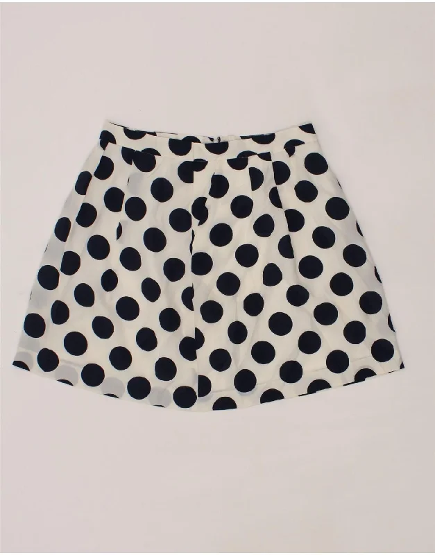 VINTAGE Womens Mini Skirt W30 Medium Off White Polka Dot denim skirt classic