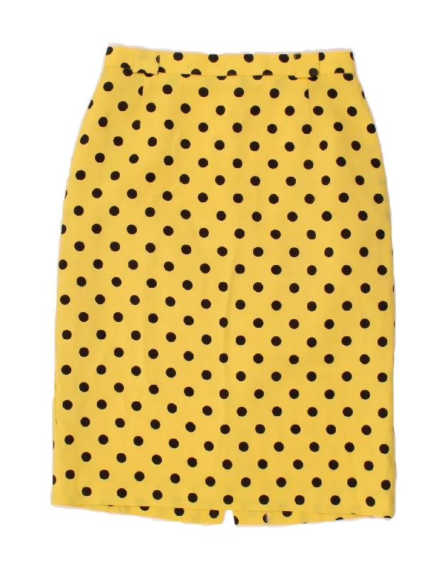 VINTAGE Womens Pencil Skirt W26 Small Yellow Polka Dot velvet skirt plush