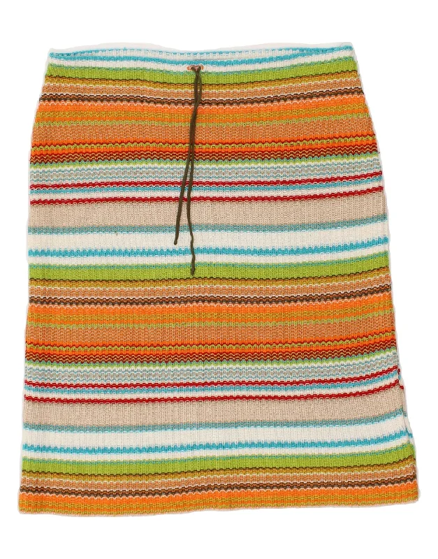 VINTAGE Womens Straight Skirt W30 Medium Multicoloured Striped casual skirt length