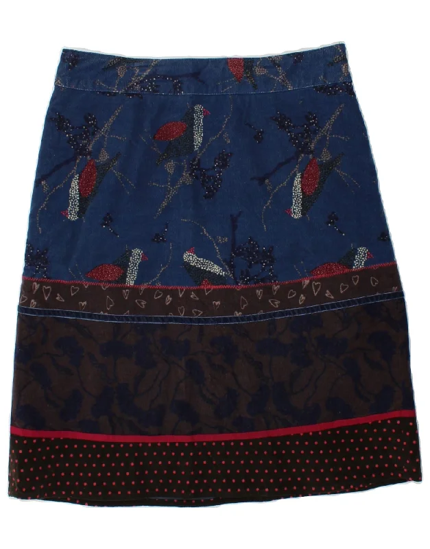 WHITE STUFF Womens Abstract Pattern Midi Skirt UK 10 Small W32  Navy Blue leather skirt refined