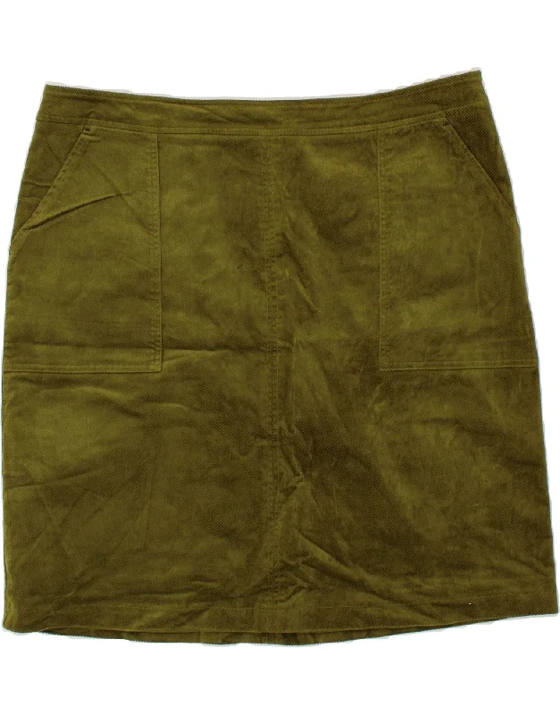 WHITE STUFF Womens Corduroy Skirt UK 20 2XL W40  Green Cotton wool skirt warm