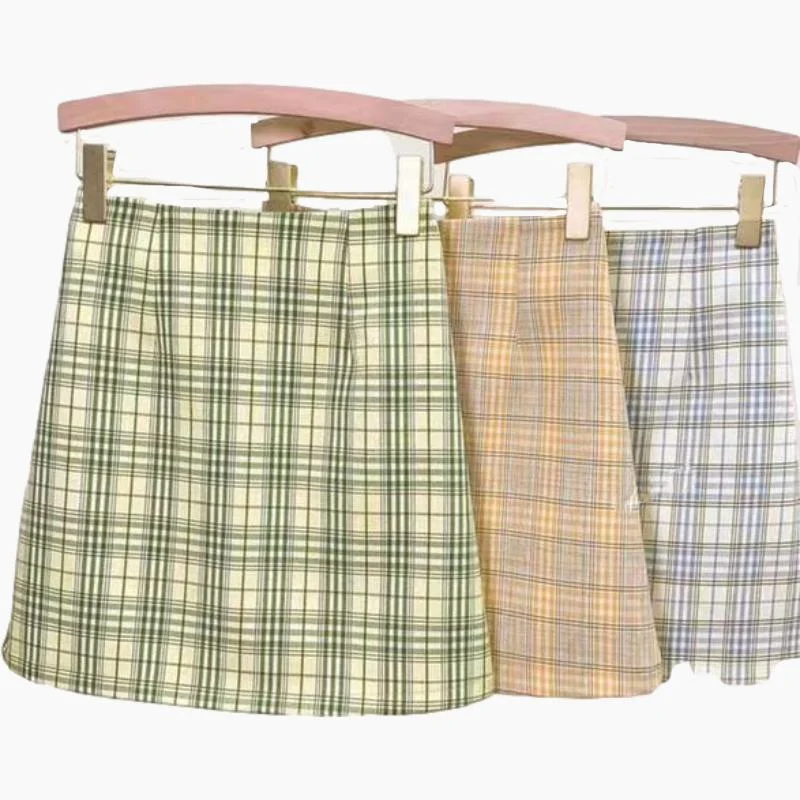 Women High Waist Pleated Skirt School Girl Plaid A-Line Flare Skater Short Skirt Uniforms Cosplay Sweet Girls silk skirt sleek