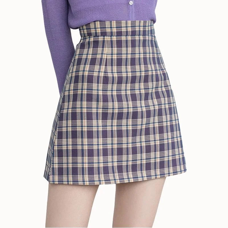 Women High Waist Pleated Skirt School Girl Plaid A-Line Flare Skater Short Skirt Uniforms Cosplay Sweet Girls velvet skirt sumptuous